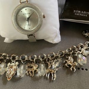 Brand new silver tone strada watch and bracelet